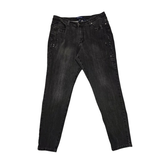 Bandolino Denim - Bandolino Lisbeth Studded Ladies Jeans Charcoal Black Size14